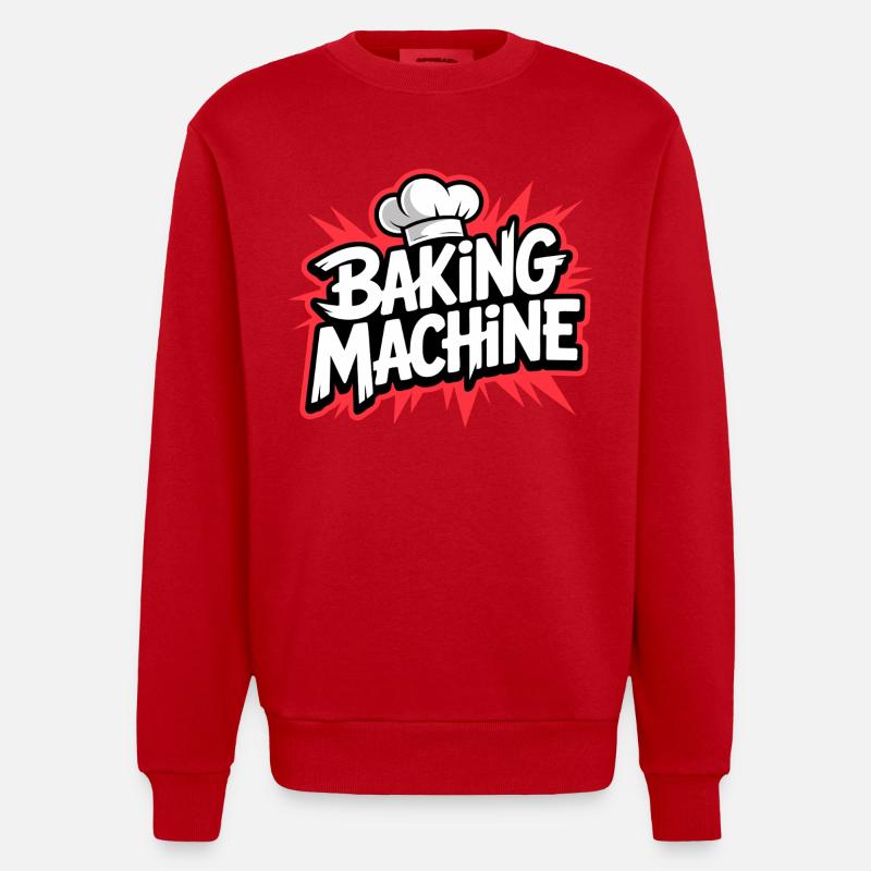 Plaisir à la machine à boulanger - Sweat bio épais oversize fabriqué en UE - rouge