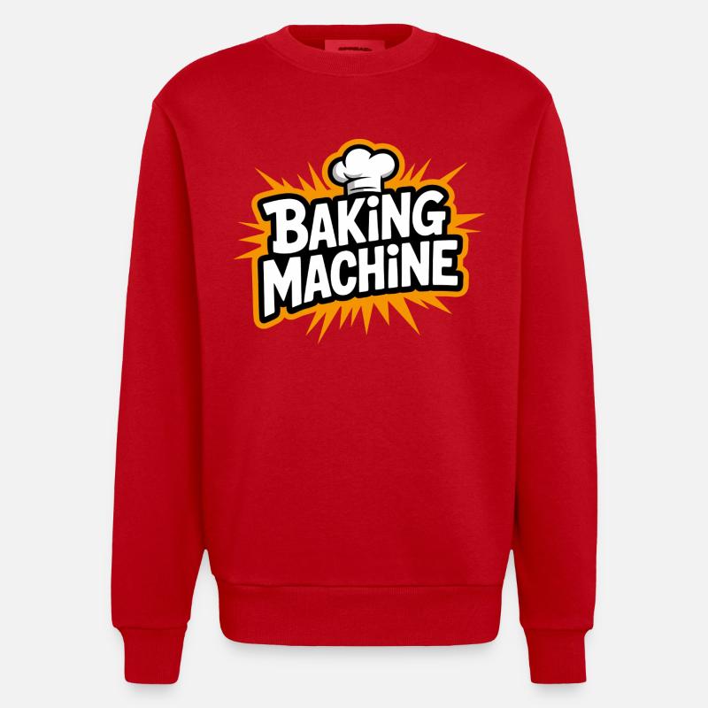 Plaisir à la machine à boulanger - Sweat bio épais oversize fabriqué en UE - rouge