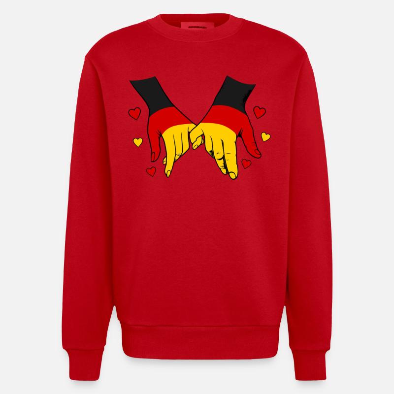 Drapeau allemand main dans la main - Sweat bio épais oversize fabriqué en UE - rouge