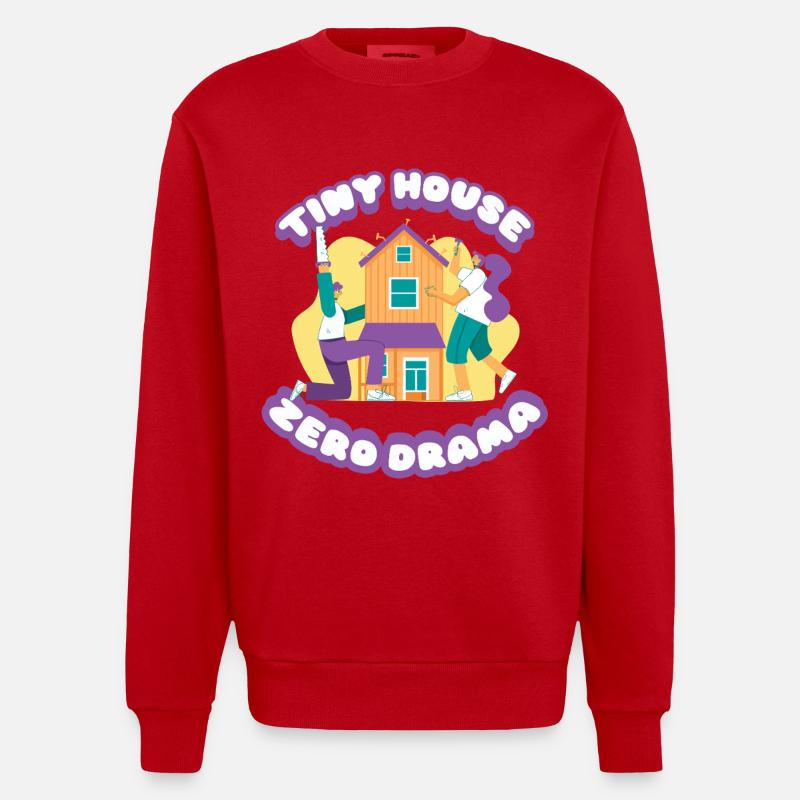 Tiny House Zéro Drame - Sweat bio épais oversize fabriqué en UE - rouge