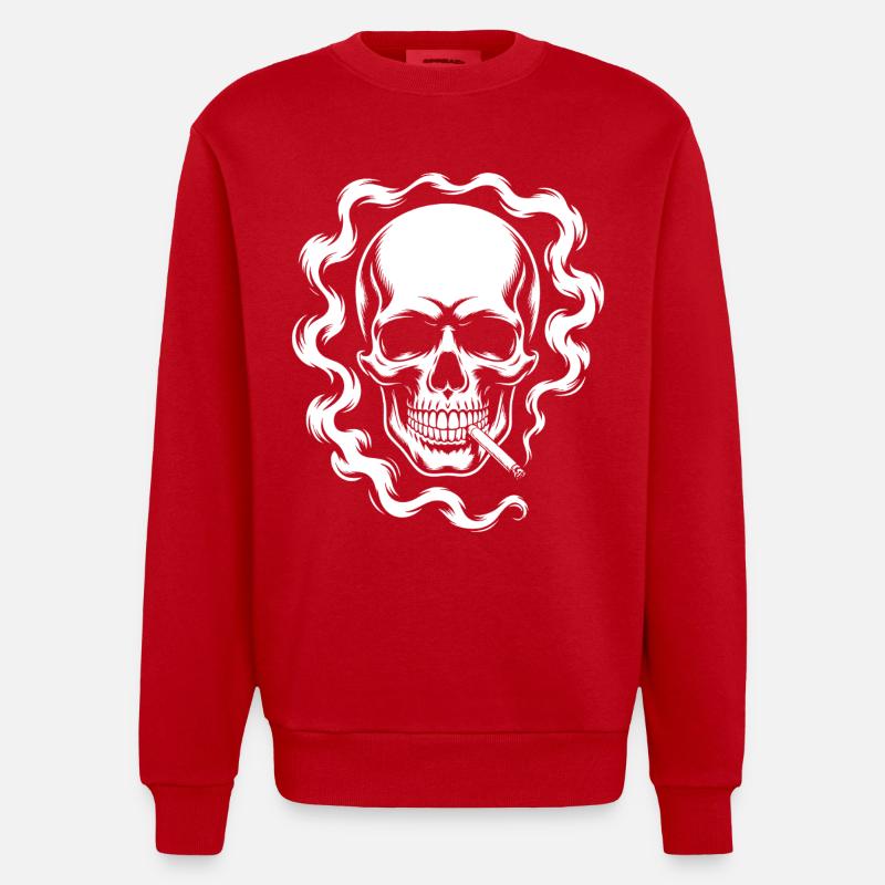 Conception du crâne fumant - Sweat bio épais oversize fabriqué en UE - rouge