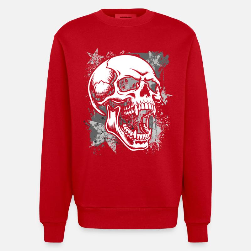 Grunge Skull Paint Splash - Heavyweight Oversized Organic Crew Neck Made in EU - red