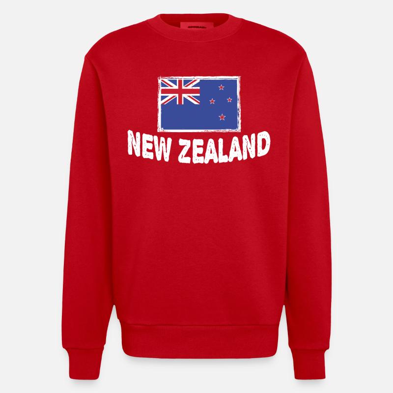 Drapeau néo-zélandais de la Nouvelle-Zélande - Sweat bio épais oversize fabriqué en UE - rouge