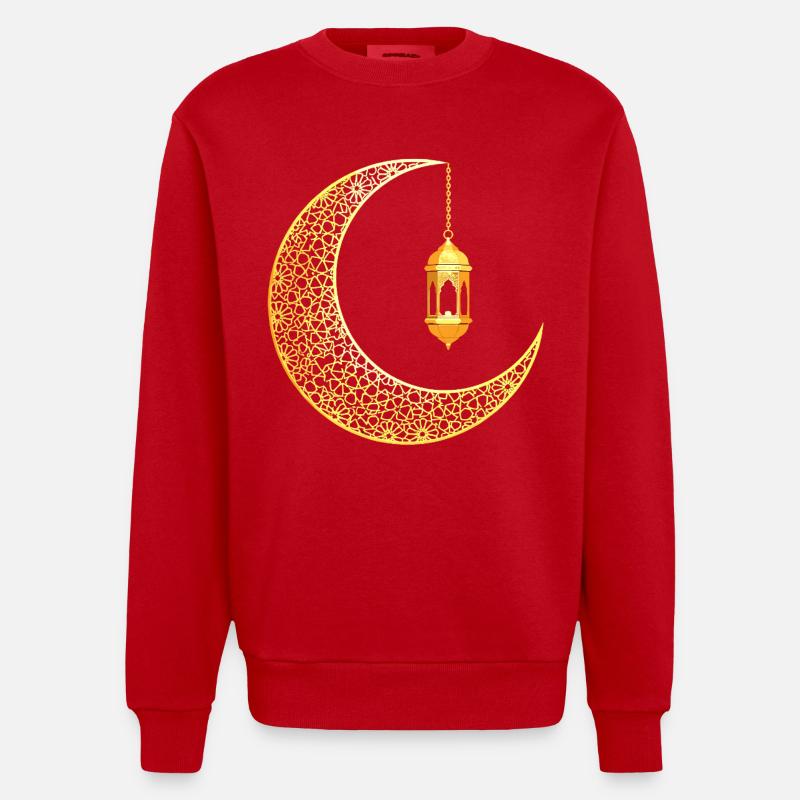 Ramadan Mondsichel Eid Mubarak - Heavyweight Oversized Organic Crew Neck Made in EU - Rot