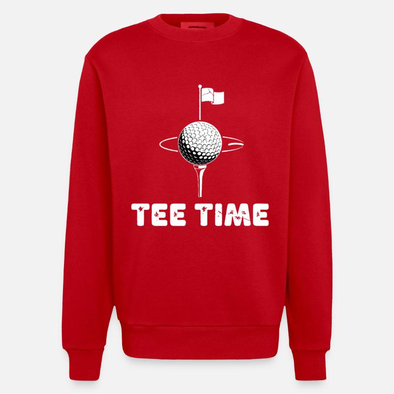 Heure de départ du golf - Sweat bio épais oversize fabriqué en UE - rouge