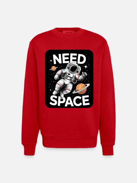 Need Space Astronaut Motif - Heavyweight Oversized Organic Crew Neck Made in EU - red