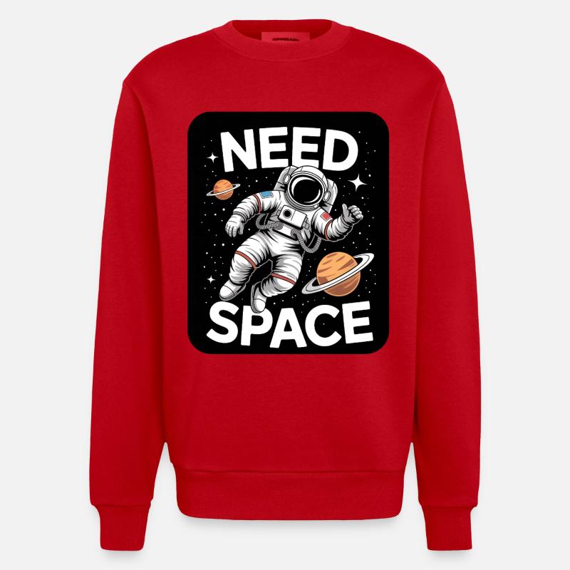 Need Space Astronaut Motiv - Heavyweight Oversized Organic Crew Neck Made in EU - Rot