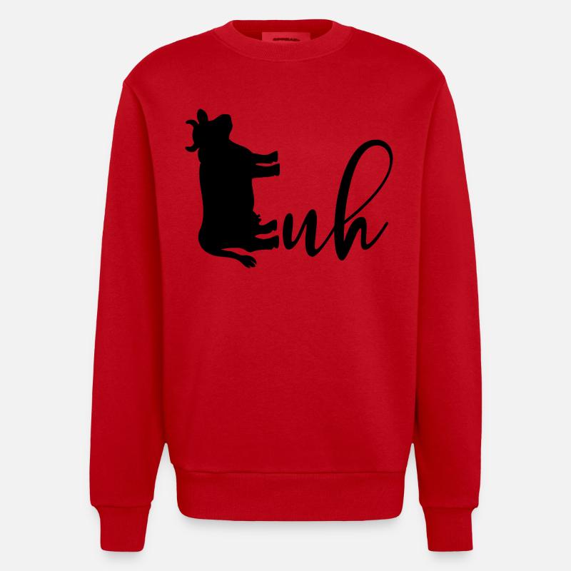 Hausrinder Kuh Kühe - Heavyweight Oversized Organic Crew Neck Made in EU - Rot