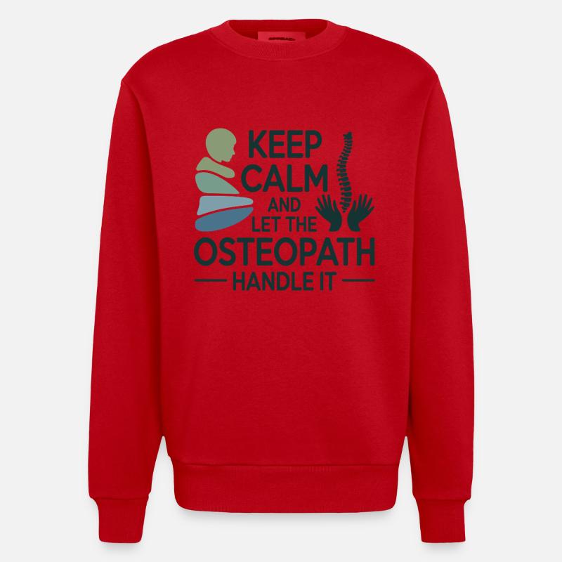 Osteopath Bleib ruhig Handle Professionell - Heavyweight Oversized Organic Crew Neck Made in EU - Rot