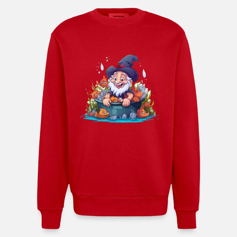 Magicien dans l’aquarium - Sweat bio épais oversize fabriqué en UE - rouge