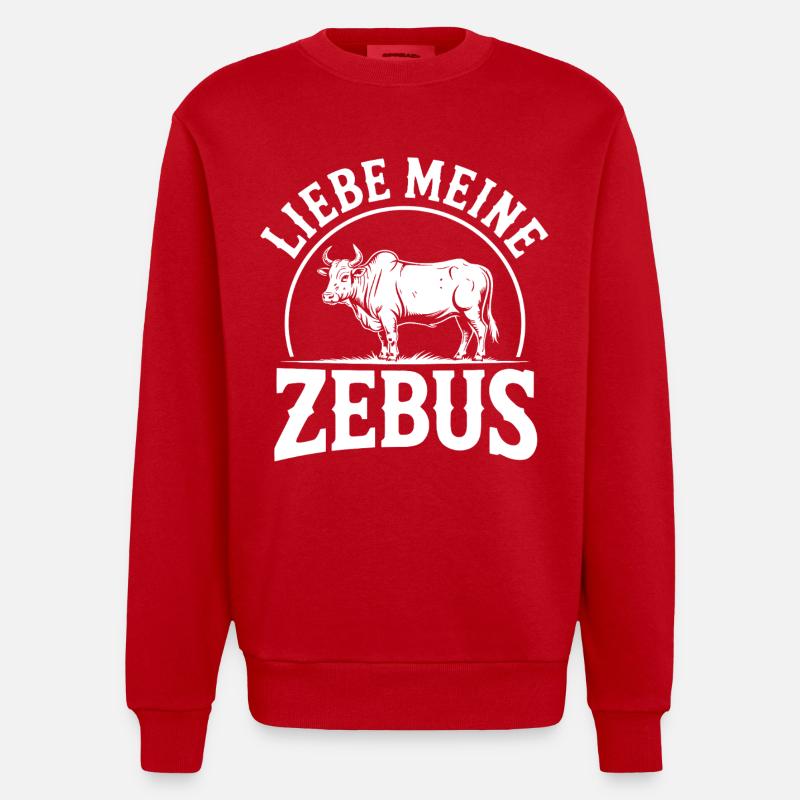 J’adore mon logo Zebus - Sweat bio épais oversize fabriqué en UE - rouge