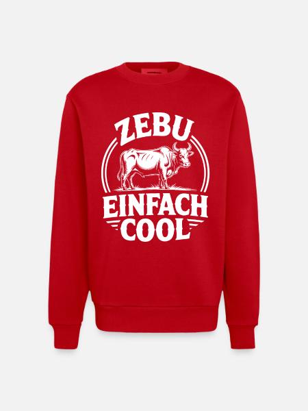 Zebu Simply Cool Circle Logo - Heavyweight Oversized Organic Crew Neck Made in EU - red