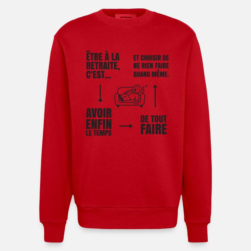 Die Kunst des Nichtstuns (schwarzer Text) - Heavyweight Oversized Organic Crew Neck Made in EU - Rot