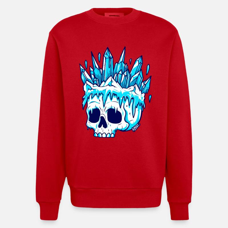 Crâne de Cristal d’Hiver - Sweat bio épais oversize fabriqué en UE - rouge