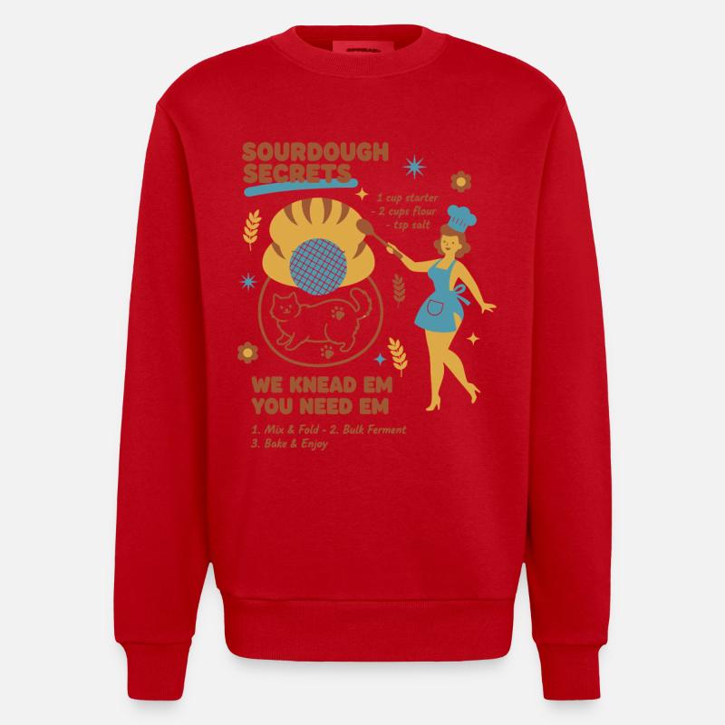 Sauerteig-Geheimnisse Brotbacker Sauerteigbäcker - Heavyweight Oversized Organic Crew Neck Made in EU - Rot