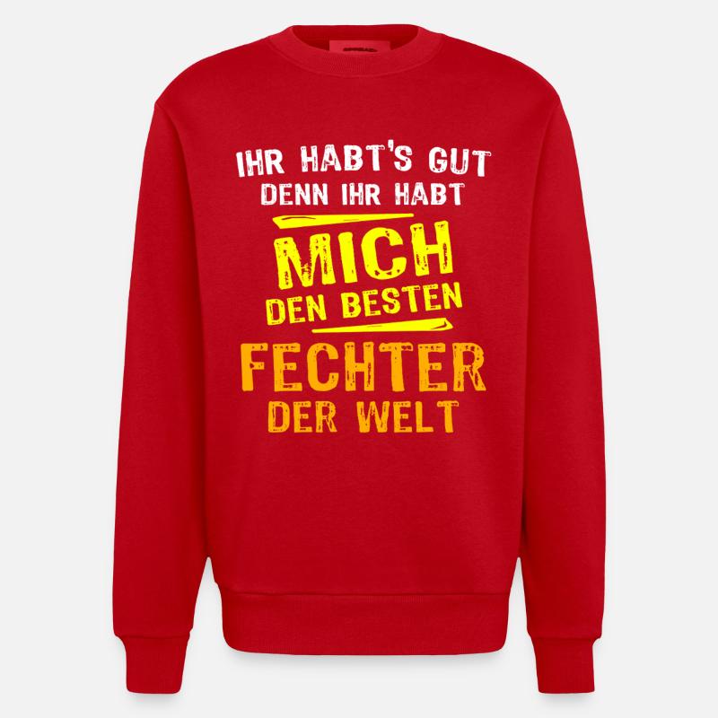 Fechter Geschenk - Heavyweight Oversized Organic Crew Neck Made in EU - Rot