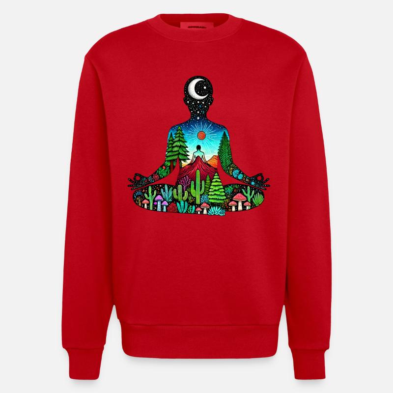 Nature de méditation - Sweat bio épais oversize fabriqué en UE - rouge