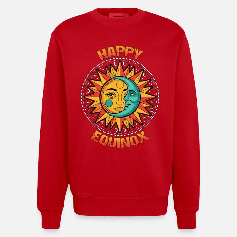 Joyeux équinoxe Pâques Ostara Lune Soleil - Sweat bio épais oversize fabriqué en UE - rouge