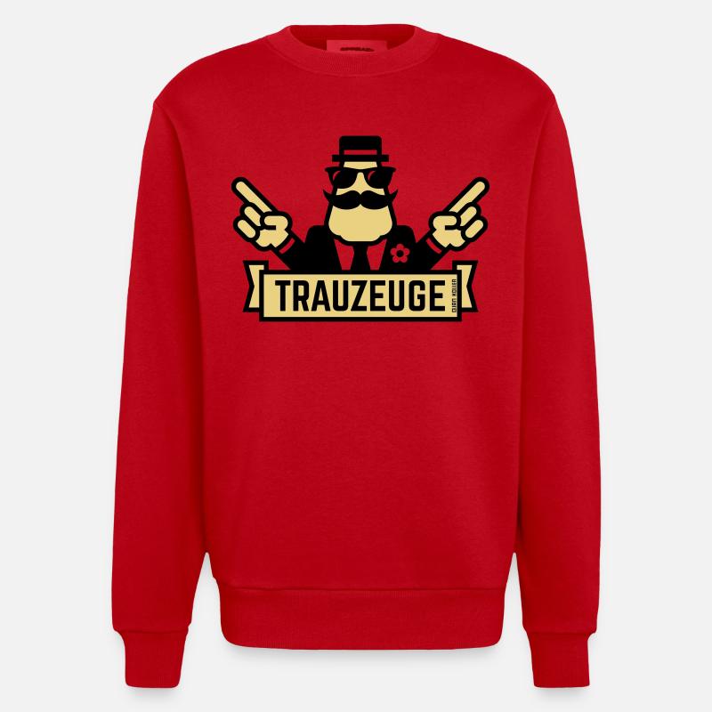 Gesto con la mano da testimone (addio al celibato/addio al celibato / 2C) - Maglietta a girocollo ecologica oversize Heavyweight Made in UE - rosso