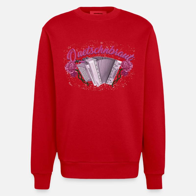 Squeeze Bride - Harmonica avec des roses - Sweat bio épais oversize fabriqué en UE - rouge