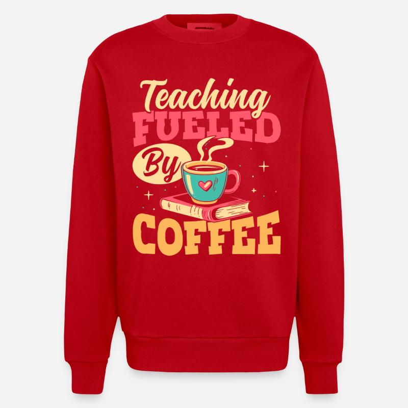Der Unterricht Wird Von Kaffeepädagogen - Heavyweight Oversized Organic Crew Neck Made in EU - Rot