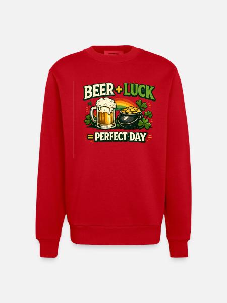 Beer Luck Perfect Day - Heavyweight Oversized Organic Crew Neck Made in EU - red