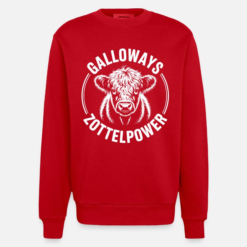 Tête de bœuf de Galloway - Sweat bio épais oversize fabriqué en UE - rouge