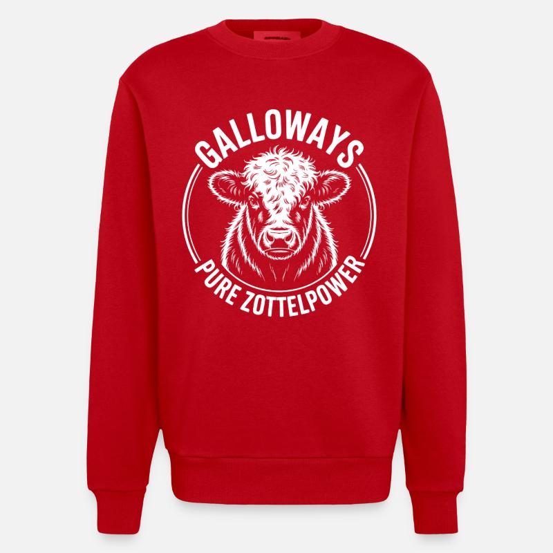 Tête de bœuf de Galloway - Sweat bio épais oversize fabriqué en UE - rouge