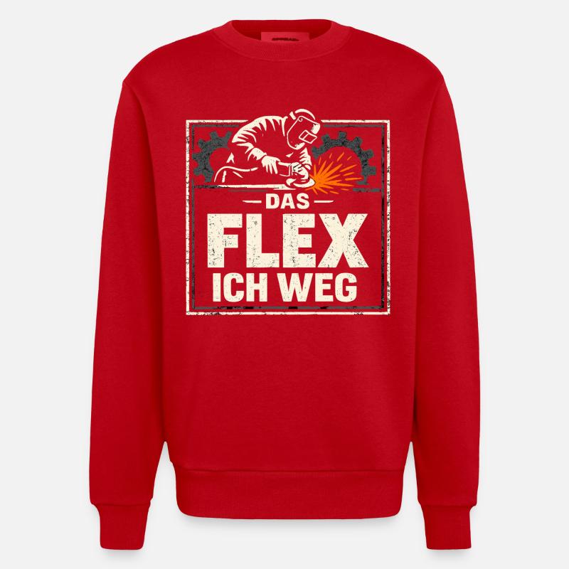 Schweißer Das Flex Ich Weg Geschenk - Heavyweight Oversized Organic Crew Neck Made in EU - Rot