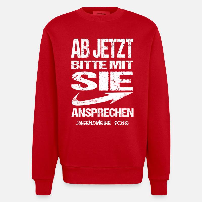 Jugendweihe - Jugendweihe 2026 - Heavyweight Oversized Organic Crew Neck Made in EU - Rot