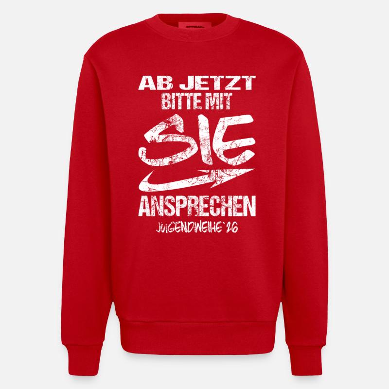 Jugendweihe - Jugendweihe 2026 - Sweat bio épais oversize fabriqué en UE - rouge