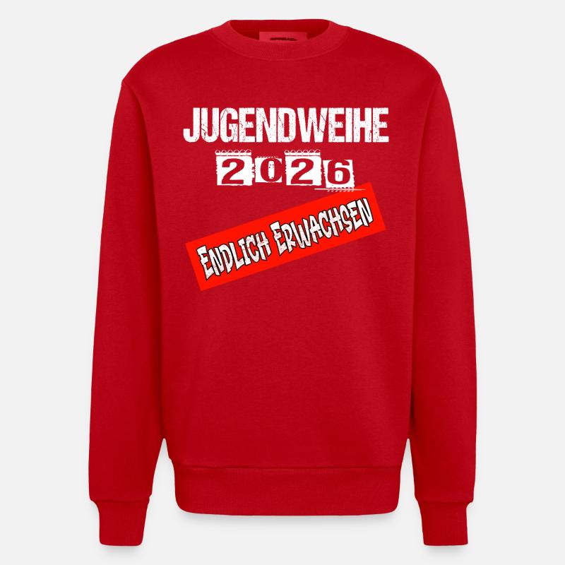 Jugendweihe - Jugendweihe 2026 - Sweat bio épais oversize fabriqué en UE - rouge