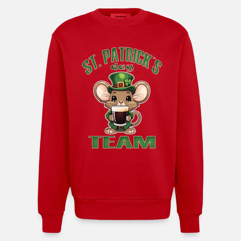 St. Patrick's Mouse Bier, Irische Partei - Heavyweight Oversized Organic Crew Neck Made in EU - Rot