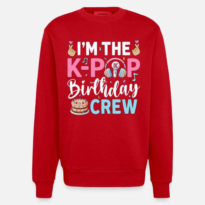 Je suis l’équipe d’anniversaire K-Pop - Sweat bio épais oversize fabriqué en UE - rouge
