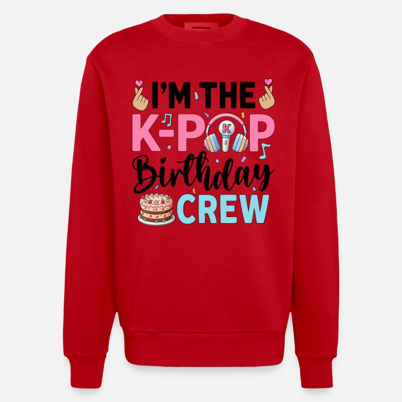 Je suis l’équipe d’anniversaire K-Pop - Sweat bio épais oversize fabriqué en UE - rouge