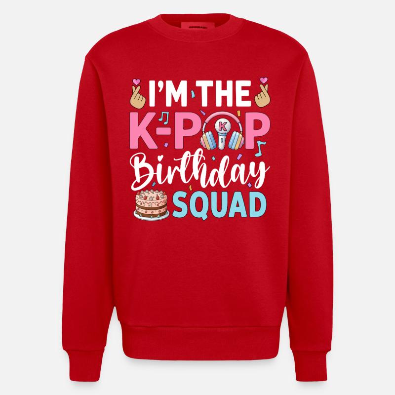 Je suis l’équipe d’anniversaire K-Pop - Sweat bio épais oversize fabriqué en UE - rouge