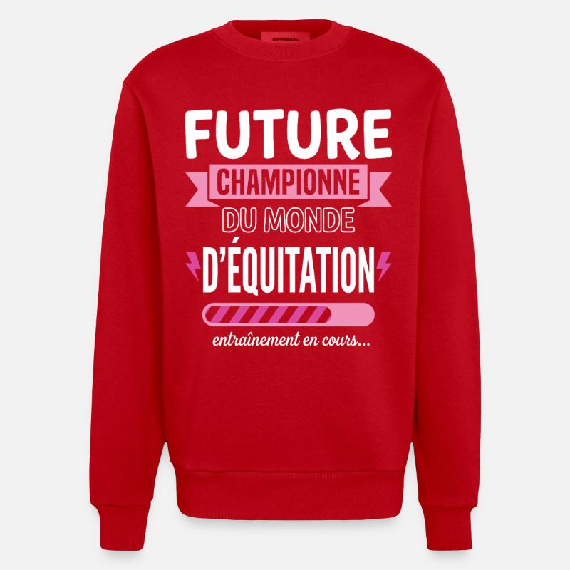Future Championne Équitation Cavalière - Sweat bio épais oversize fabriqué en UE - rouge