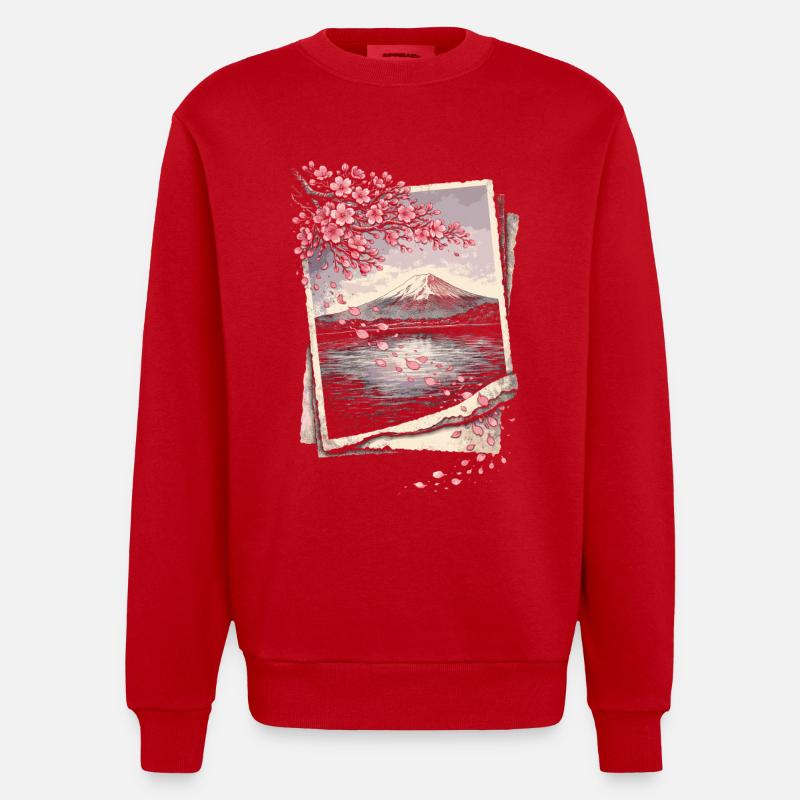 Kirschblüten Sakura Kirschblüte - Heavyweight Oversized Organic Crew Neck Made in EU - Rot