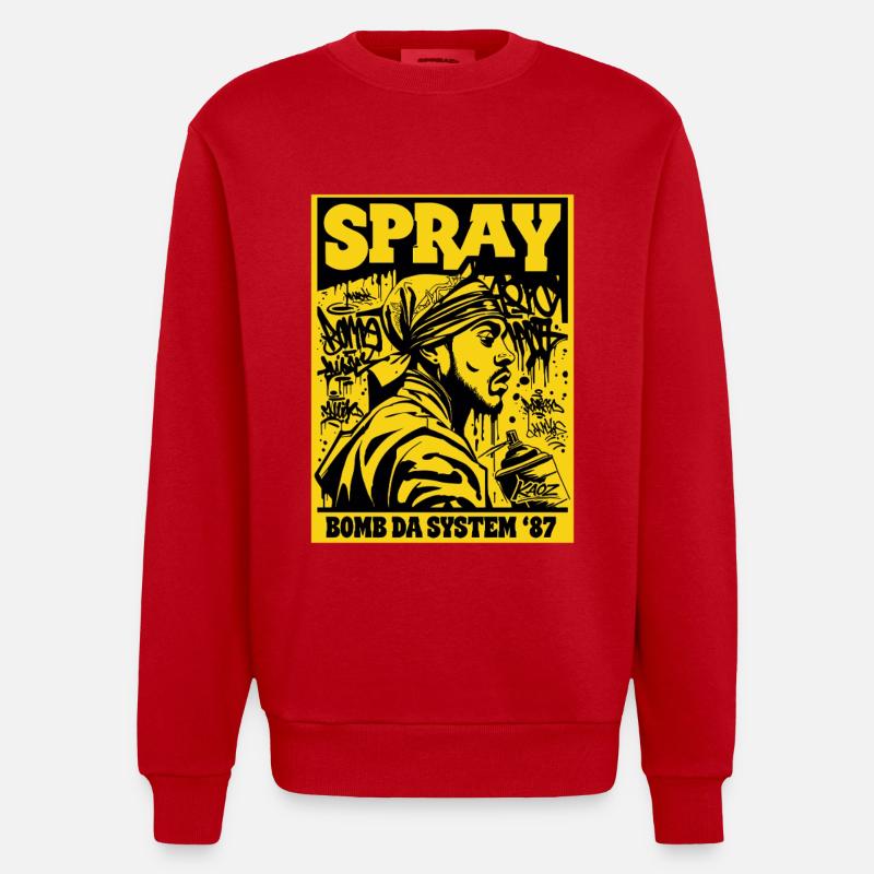 Bombe Spray Da System 87 - Sweat bio épais oversize fabriqué en UE - rouge