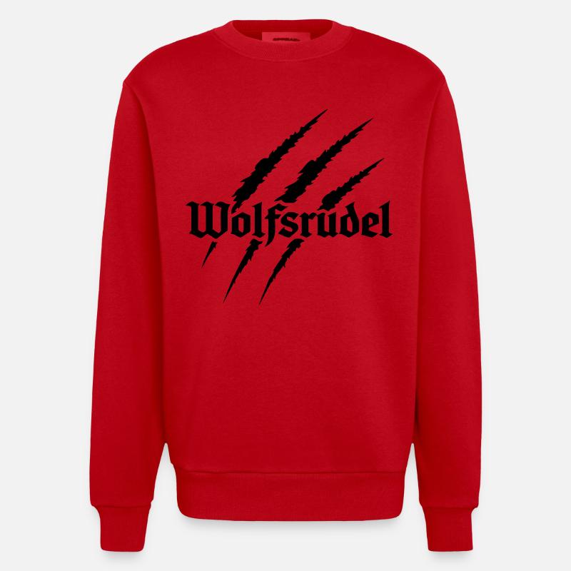 Wolfsrudel - Heavyweight Oversized Organic Crew Neck Made in EU - Rot