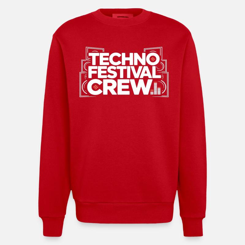 Techno Festival Crew – Techo Party Outfit - Heavyweight Oversized Organic Crew Neck Made in EU - Rot