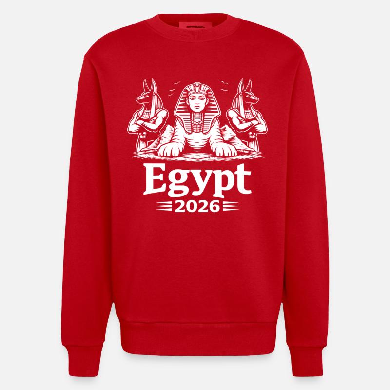 Sphinx Kleopatra Anubis Egypt 2026 Mystik - Heavyweight Oversized Organic Crew Neck Made in EU - Rot