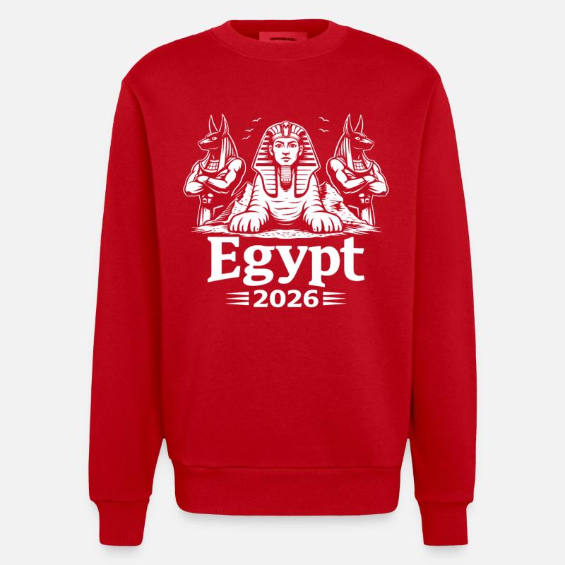 Sphinx Anubis Égypte 2026 Mysticisme - Sweat bio épais oversize fabriqué en UE - rouge