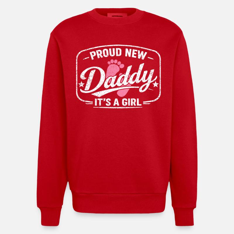 Werdender Papa & Vater, Geburt Tochter Mädchen - Heavyweight Oversized Organic Crew Neck Made in EU - Rot