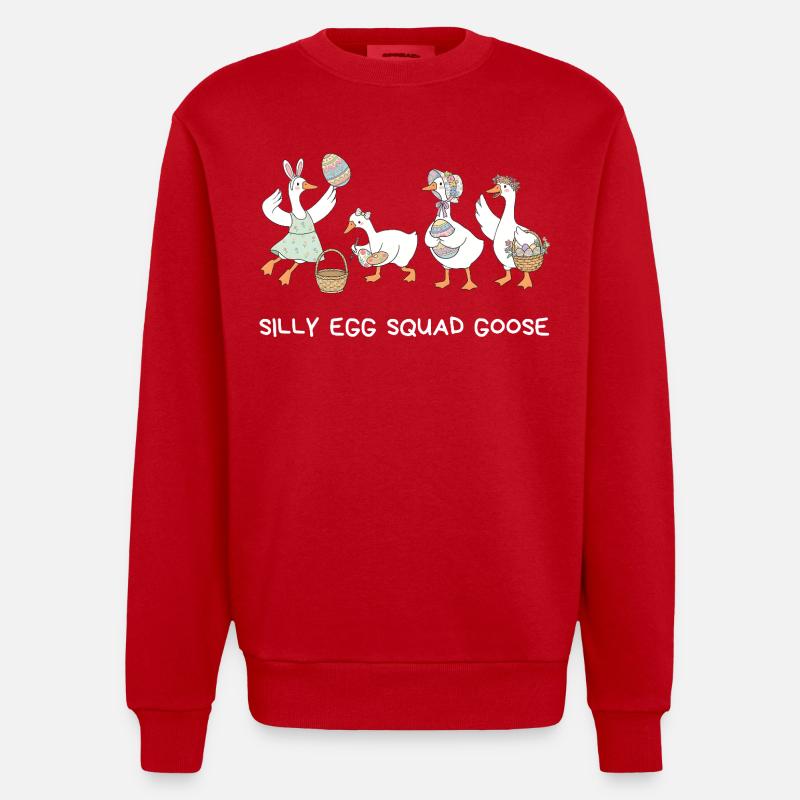 Silly Egg Squad Goose Easter - Heavyweight Oversized Organic Crew Neck Made in EU - red
