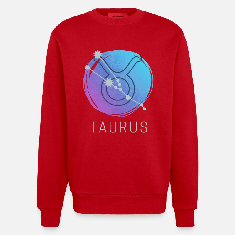 Taurus Stier Sternzeichen Aquarell Astrologie - Heavyweight Oversized Organic Crew Neck Made in EU - Rot