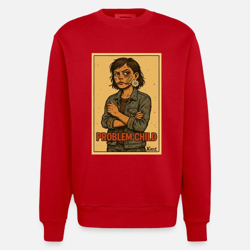 Affiche Problem Child Daisy Rebel - Sweat bio épais oversize fabriqué en UE - rouge
