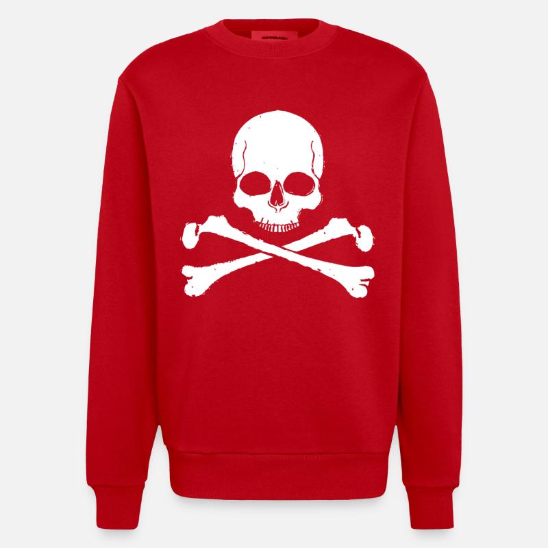 Crâne à motif croisé de crâne - Sweat bio épais oversize fabriqué en UE - rouge