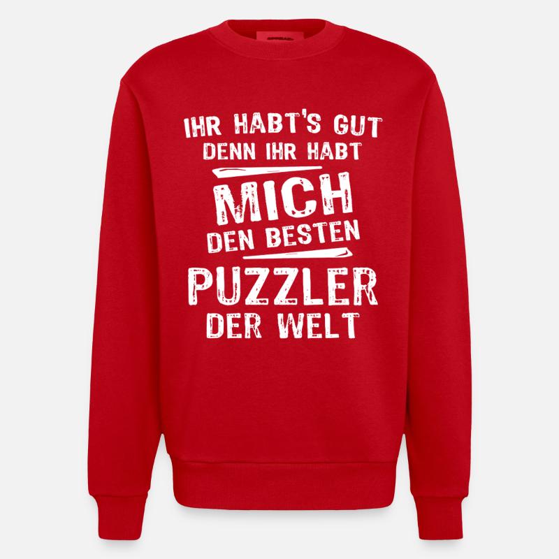 Puzzler - Heavyweight Oversized Organic Crew Neck Made in EU - Rot