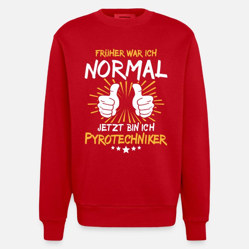 Pyrotechniker Spruch - Heavyweight Oversized Organic Crew Neck Made in EU - Rot